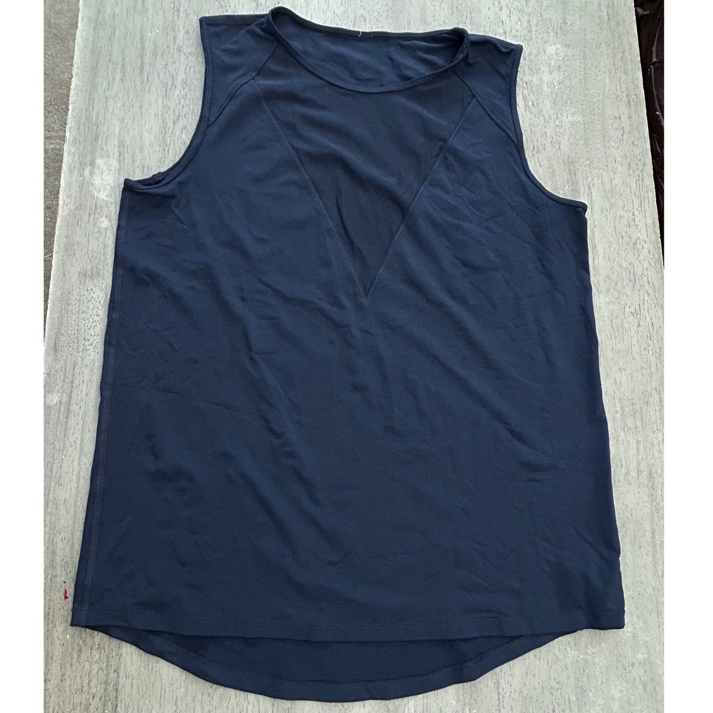 Lululemon Navy Blue Mesh V-Panel Sleeveless Athletic Tank Top Yoga Gym Shirt
